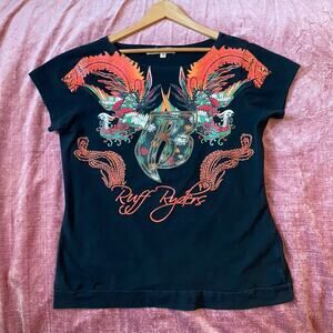 Vintage 90's Y2K DMX Ruff Ryders Womens Plus Size 2X Logo Top Eve Tattoo Dragon